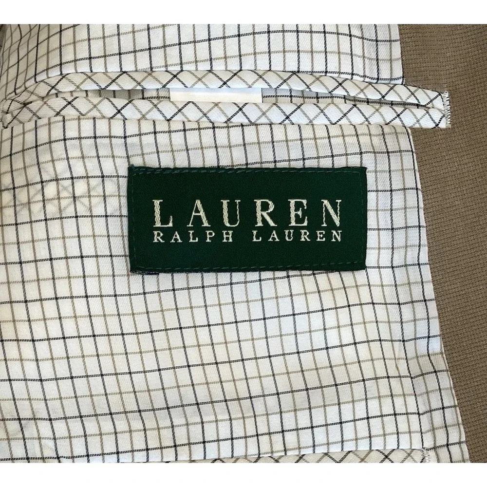 Lauren Ralph Lauren Blazer 42L Beige Polyester‎ Khaki Suit Jacket Sport Coat